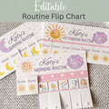 Printable dinosaur daily routine flip chart for Girls & Reward Chart