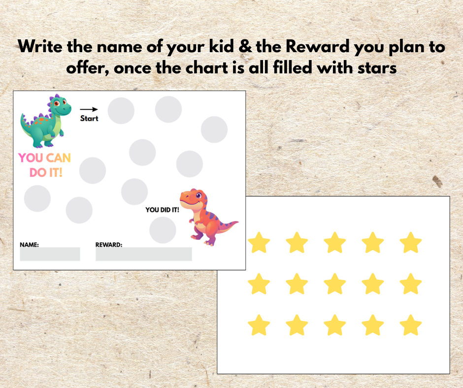 Printable dinosaur daily routine flip chart for Boys & Reward Chart